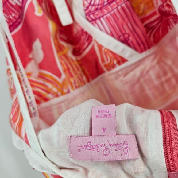 Lilly Pulitzer Brit Out to Lunch Dress Pink Birdcage Print Halter Mini Size 4 - Picture 6 of 7